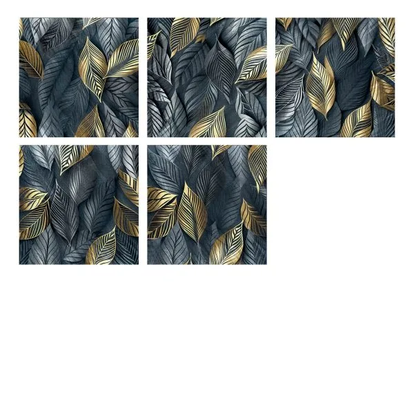 Hojas negras y doradas